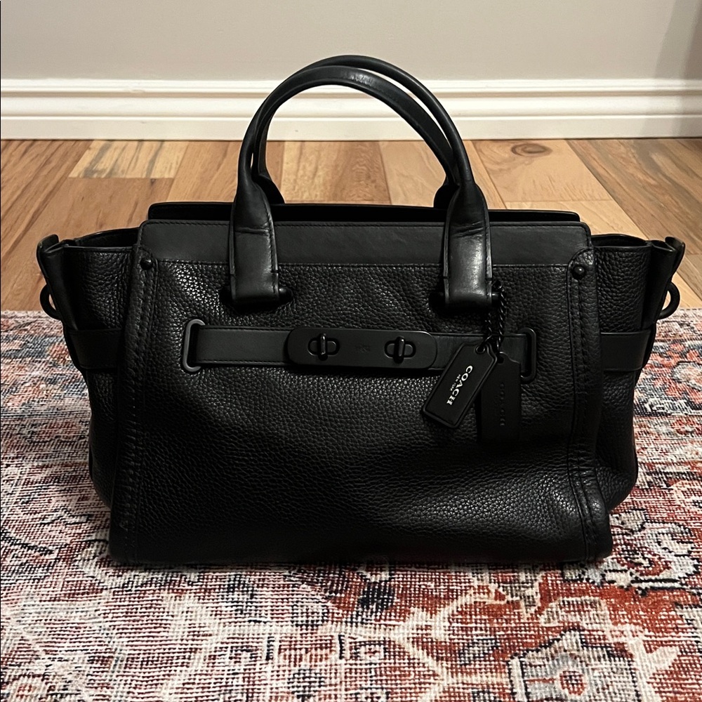 Black Leather Coach Handbag
